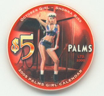 Palms Calendar Girl October $5 Casino Chip