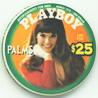 Palms Hotel Playboy Magazine March 1970 Barbi Benton $25 Casino Chip