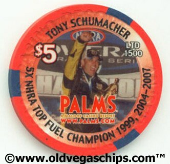 Palms Hotel Tony Schumacher 2008 $5 Casino Chip