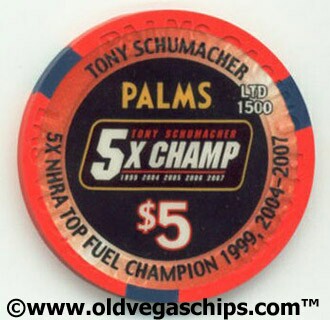 Palms Hotel Tony Schumacher 2008 $5 Casino Chip