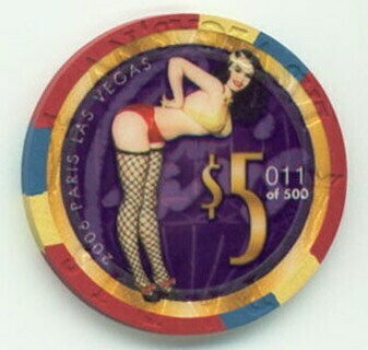 Paris Las Vegas Pinup Girl #2 $5 Casino Chip 