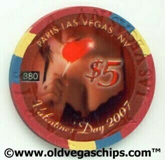 Paris Las Vegas Valentine's Day 2007 $5 Casino Chip