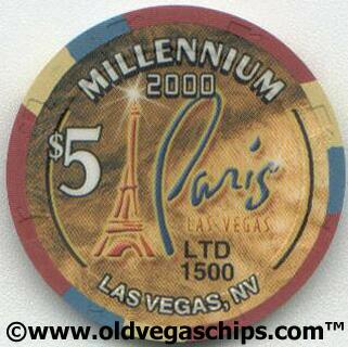 Paris Las Vegas Millennium $5 Casino Chip