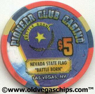 Pioneer Club Nevada State Flag Battle Born $5 Casino Chip