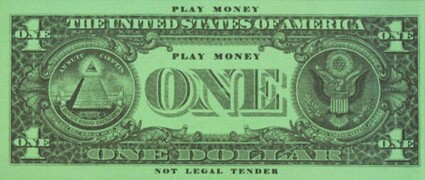 Play Money $1 Bills Back