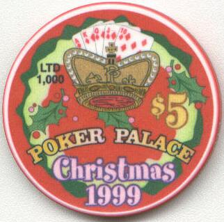 Las Vegas Poker Palace Christmas 1999 $5 Casino Chip