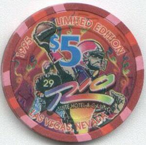Las Vegas Rio Hotel Superbowl 1995 $5 Casino Chip