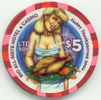 Rio Thanksgiving 2004 $5 Two Casino Chip Set 