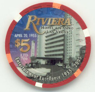 Las Vegas Riviera 50th Anniversary $5 Casino Chip
