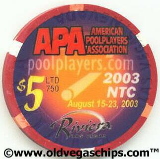 Riviera APA NTC 2003 $5 Casino Chip 
