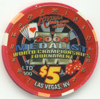 Riviera Medalist Dart Championship 2004 $5 Casino Chip 