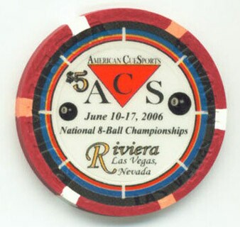 Riviera American Cue Sports 8-Ball $5 Casino Chip 