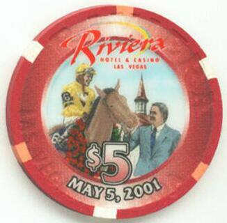 Riviera Kentucky Derby 2001 $5 Casino Chip