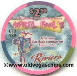 Riviera April Fool's Black Jack $2.50 Poker Chip