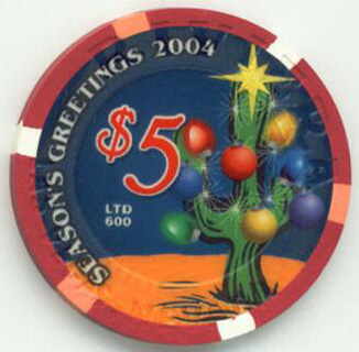 Riviera Christmas Cactus 2004 $5 Casino Chip