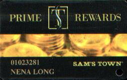 Sam's Town Casino Prime Rewards Slot Club Card