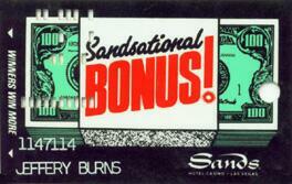 Sands Casino Sandsational Bonus Slot Club Card