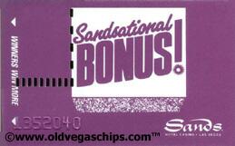 Sands Casino Sandsational Bonus Slot Club Card