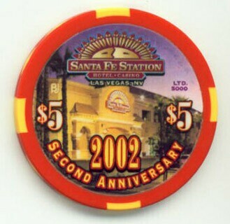 Santa Fe Station Second Anniversary $5 Casino Chip
