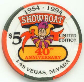Showboat Hotel 40th Anniversary $5 Casino Chip