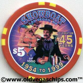 Showboat Hotel 45th Anniversary $5 Casino Chip