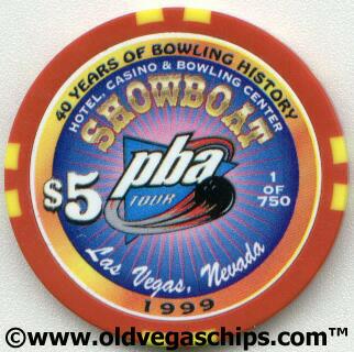 Showboat Hotel 40th Anniversary PBA Tour $5 Casino Chip