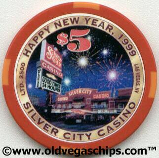 Las Vegas Silver City Casino Happy New Year 1999 $5 Casino Chip