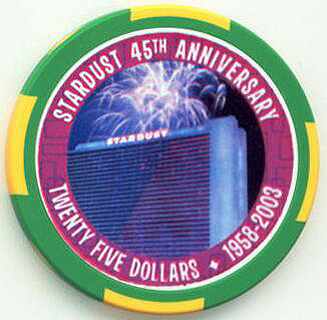 Stardust 45th Anniversary $25 Casino Chip