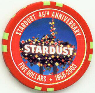 Stardust 45th Anniversary $5 Casino Chip