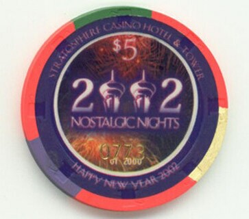 Las Vegas Stratosphere Tower New Year 2002 $5 Casino Chips