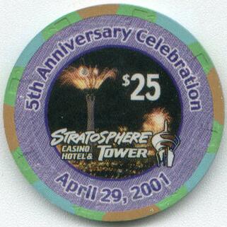 Stratosphere Tower 5th Anniversary $25 Casino Chip 
