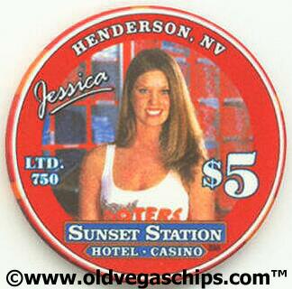 Las Vegas Sunset Station Hooters Grand Opening $5 Casino Chip 1