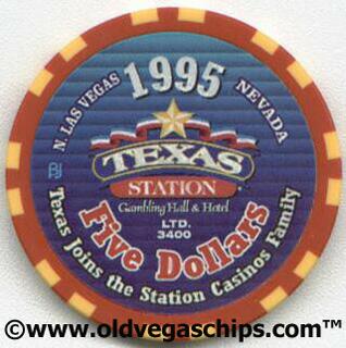 Las Vegas Texas Station 1995 $5 Casino Chip 