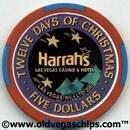 Harrah's Twelve Days of Christmas 12 $5 Chip Set Back