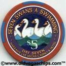 Harrah's 12 Days of Christmas $5 Casino Chip - Seven Swans a Swimming