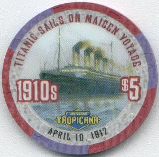 Tropicana Titanic Sails on Maiden Voyage Millennium $5 Casino Chip