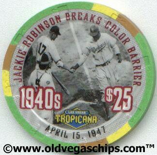 Tropicana Jackie Robinson Breaks Color Barrier Millennium $25 Casino Chip