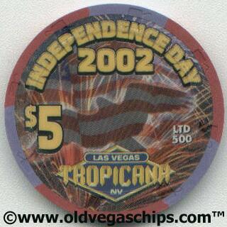 Tropicana 4th of July 2002 $5 Casino Chip