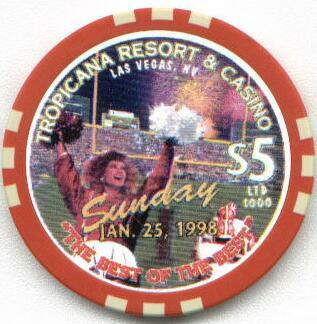 Tropicana Superbowl 1998 $5 Casino Chip
