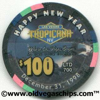 Tropicana Happy New Year 1998 $100 Casino Chip