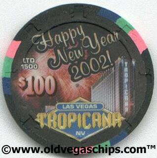 Las Vegas Tropicana New Year 2002 $100 Casino Poker Chips