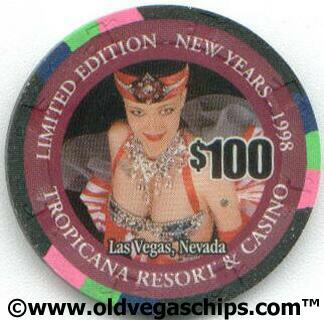 Tropicana Happy New Year 1998 $100 Casino Chip