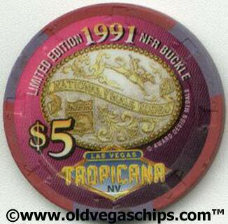 Tropicana 1991 NFR Buckle $5 Casino Chip