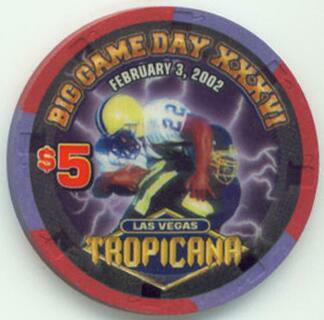 Las Vegas Tropicana Superbowl 2002 $5 Casino Chips