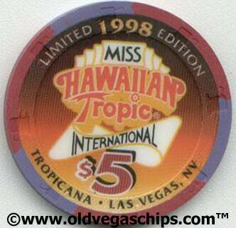 Tropicana Miss Hawaiian Tropics 1997 $5 Casino Chip