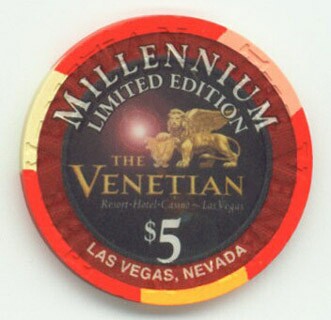 Las Vegas Venetian Hotel Millennium $5 Casino Poker Chips